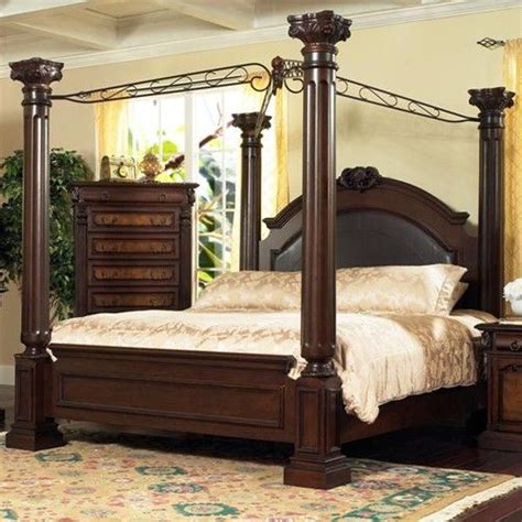 Built to provide warmth and privacy, the original canopy bed was utilized in medieval europe by lords and noblemen. Lifestyle 9218 Bedroom Queen Canopy Bed | Royal Furniture ...