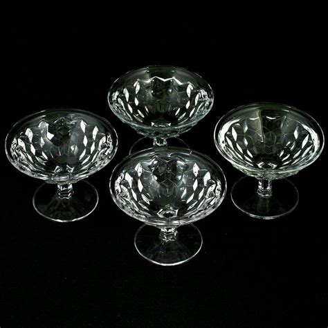 Fostoria American Sherbet Dessert Glasses Vintage Elegant Glass Set 4 Crystal Antique