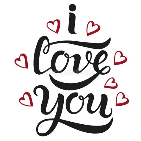Love You Text With Red Heart Stock Vector Illustration Of Greeting