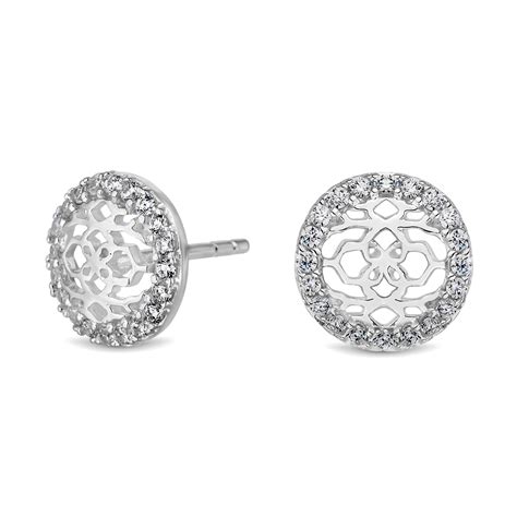 Simply Silver Sterling Silver Cubic Zirconia Round Filigree Stud