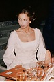 Princess Anne in a white gown with bell sleeves in 1973. Royal Queen ...