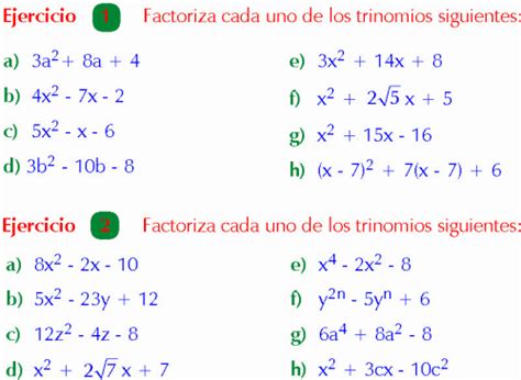 Factorizacion Del Trinomio Ax2 Bx C Por Aspa Ejemplos Y Ejercicios