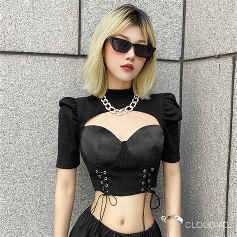 Cloud4d All Matching Slim Fit Slimming Hollow Out Fake Two Pieces Sexy