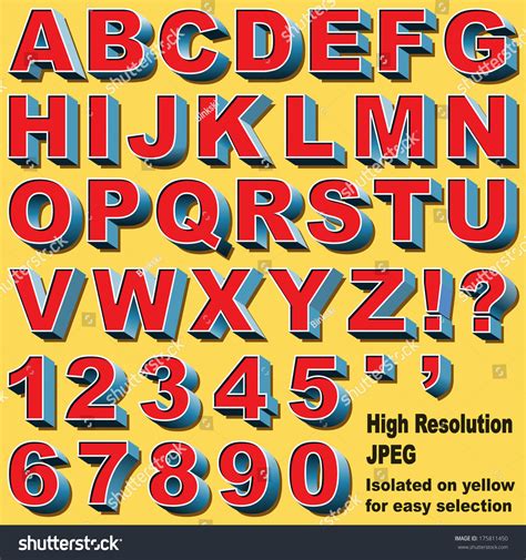 Alphabet Set 3d Block Letters Numbers Stock Illustration 175811450