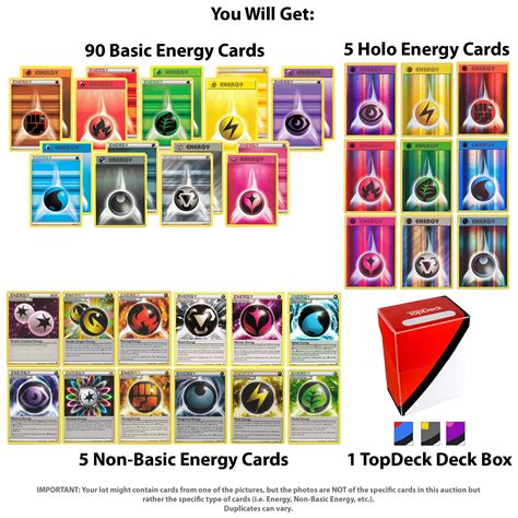 100 Pokemon Energy Cards Includes 90 Basic Energy Cards 5 Holo Energy