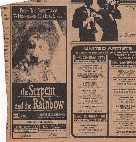 Programs are listed in chronological order. Horror Movie Newspaper Ads from the '80s! | Dinosaur Dracula!