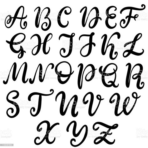 Hand Drawn Lettering Font Alphabet Stock Illustration