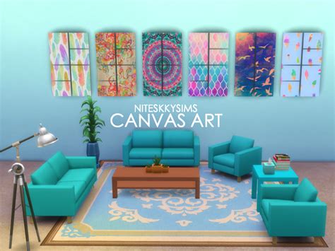 Niteskkysims Sims 4 Cc Furniture Canvas Art Sims