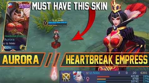 Cool Skills Effects Aurora Heartbreak Empress Skin Gameplay Mobile