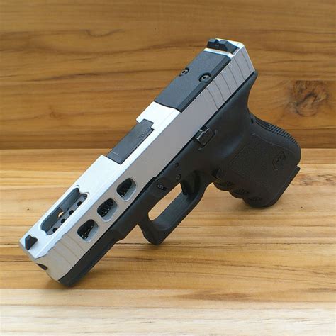 Silver Glock 19 Slide Style 11 Complete With Black Ported Barrel