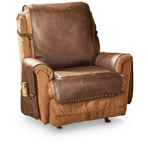 Genuine black leather recliner chair with foot/leg stool. Faux Leather Recliner Cover, Cognac | Leather sofa ...