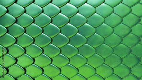 Snake Or Dragon Green Skin With Scales Fantasy Texture 3d Rendered