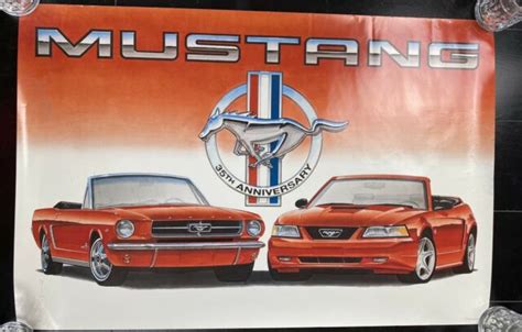 Vintage 1999 Rare Ford Motor Company 35th Mustang Anniversary Poster 24
