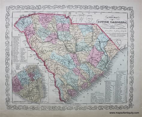 A New Map Of South Carolina Antique Maps And Charts Original Vintage