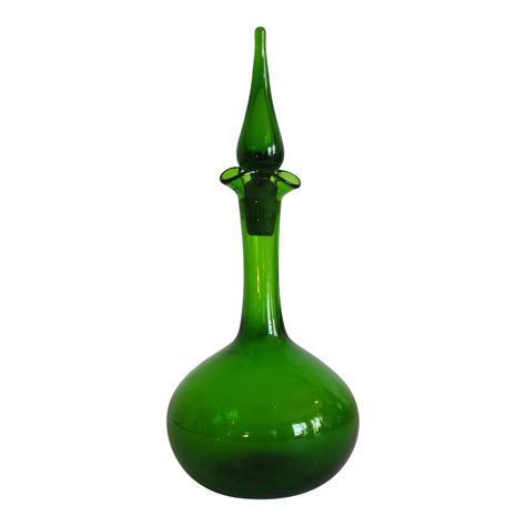 Vintage Blenko Green Hand Blown Glass Decanter Chairish