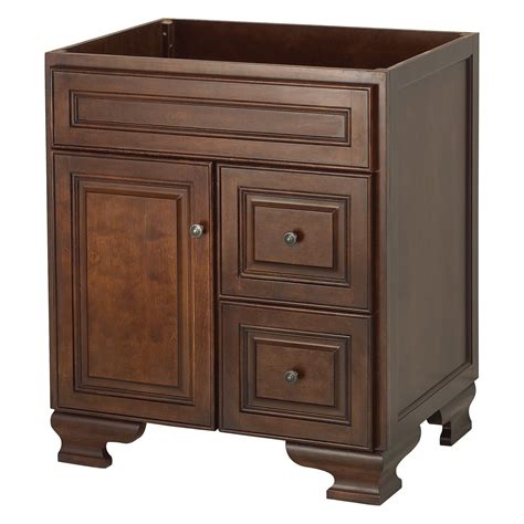 Features thicker wrap around white or cream marble top selections. Foremost Hawthorne 30 in. Dark Walnut Single Bathroom ...