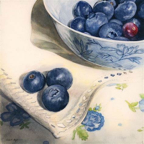 Blueberries Revisited X Watercolor On Aquabord Original