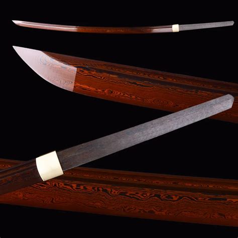 Sword Diy Fittings Red Damascus Japanese Katana Blade Sharp Full Tang