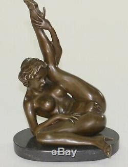 Signed Unique Bronze Sculpture Erotic Sexy Nude Woman Shape Art Statue
