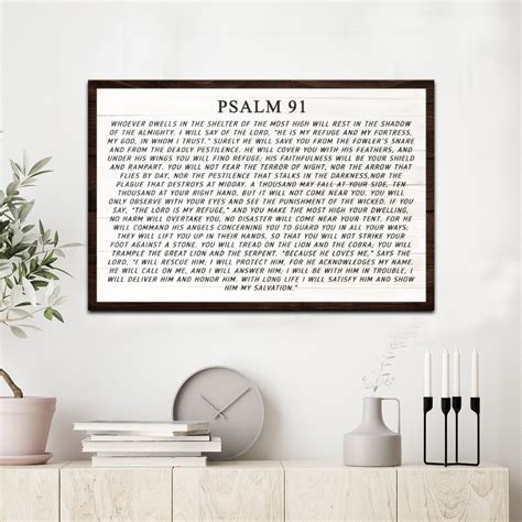 Scripture Wall Decor Psalm 91 Sign Printable Bible Verse Wall Etsy