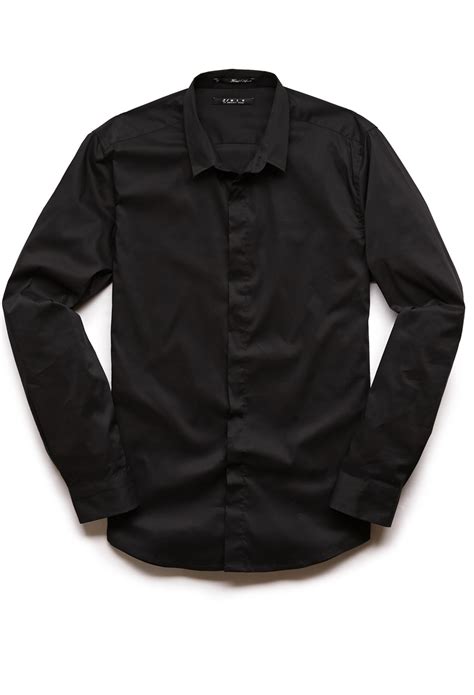 lyst forever 21 slim fit dress shirt in black for men