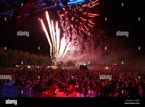 Firework Display After Music Concert Stock Photo Alamy