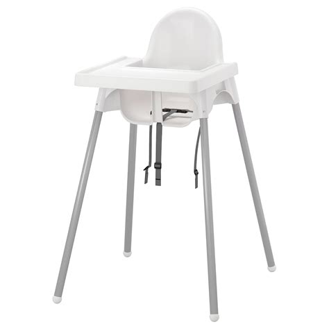 ANTILOP Kerusi tinggi dgn dulang - putih/warna perak - IKEA