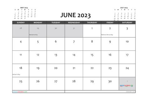 June 2023 Calendar With Holidays Printable Pdf And Image