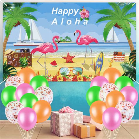 Buy Adxco Hawaiian Beach Party Background Aloha Banner Set Luau Party