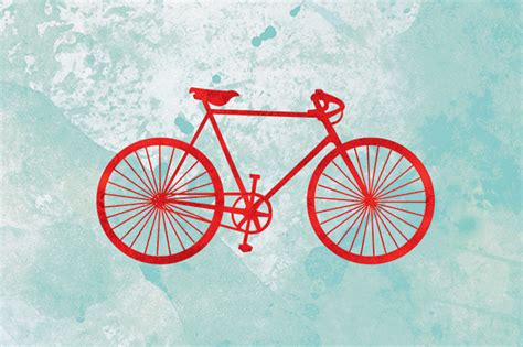 Bicycle Print 5 X 7 Modern Art Bike Art Turquoise Red Bicycle