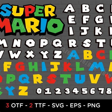 Super Mario Font Mario Font Letters Svg Dxf Png Eps For Cricut