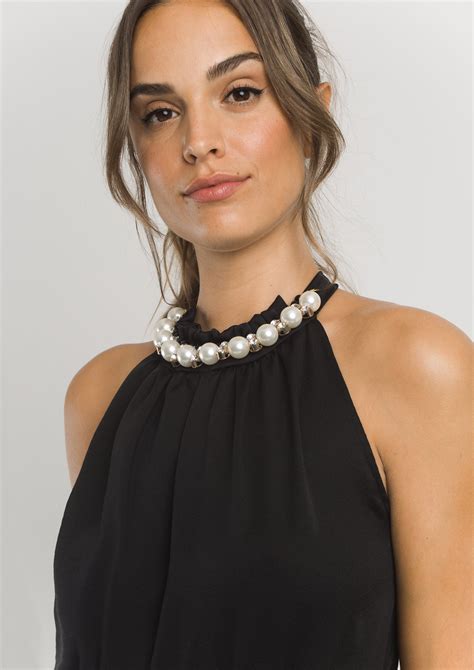 Evening Halter Neck Top With Pearls