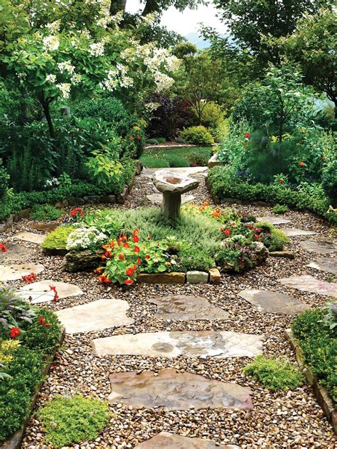 Large Flagstone Pavers Surrounded By Pea Gravel Create A Rustic