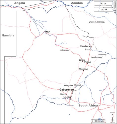 Botswana Free Map Free Blank Map Free Outline Map Free Base Map Boundaries Hydrography Main