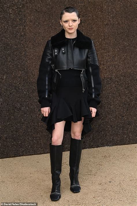 Maisie Williams Dons Leather Jacket And Knee High Boots At Givenchy
