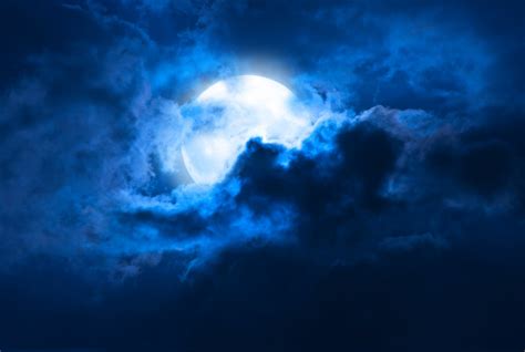 Moon Moonlight Night Midnight Clouds Cloudy Night Full
