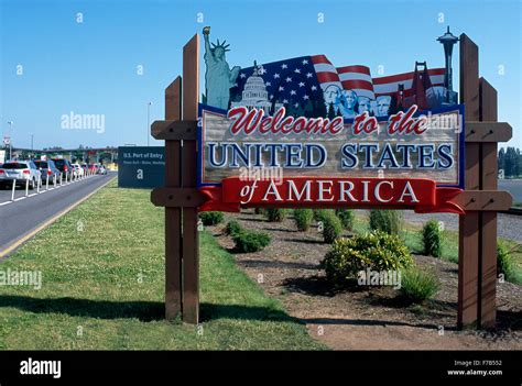 Welcome Sign To United States Of America From British Columbia Canada