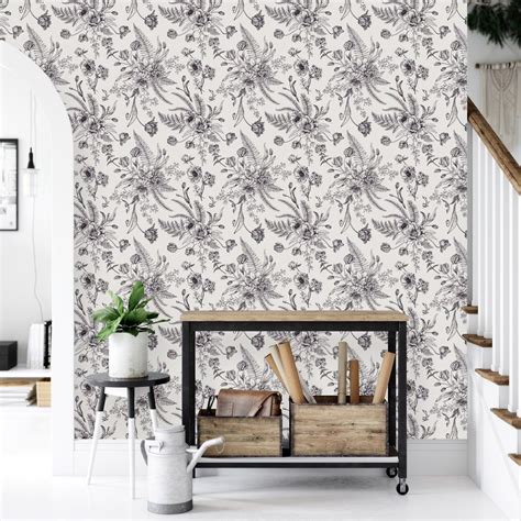 Graphic Floral Wallpaper 25w X 125h Pre Pasted Floral Wallpaper