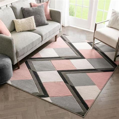 Well Woven Good Vibes Nora Blush Pink Modern Geometric Stripes And