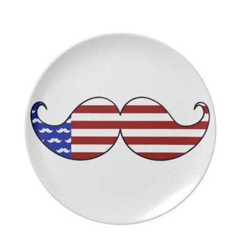 Mustache Flag For Fourth Of July Independence Day Dinner Plates