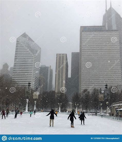 Enjoying A Chicago Snow Storm 1 Editorial Stock Photo Image Of