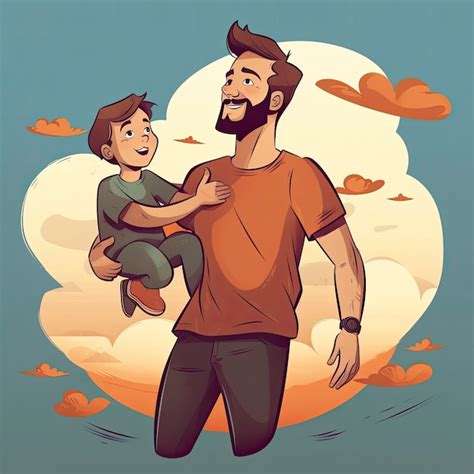 Una Imagen Vectorial 2d De Un Padre Sonriente Y Su Hijo Foto Premium