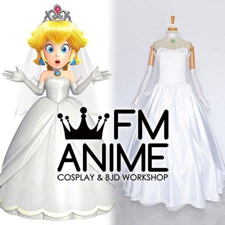 Super Mario Odyssey Princess Peach Wedding Dress Cosplay Costume Game