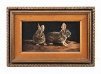 Lot - EILEEN CONN "TWO RABBITS" OIL ON CANVAS
