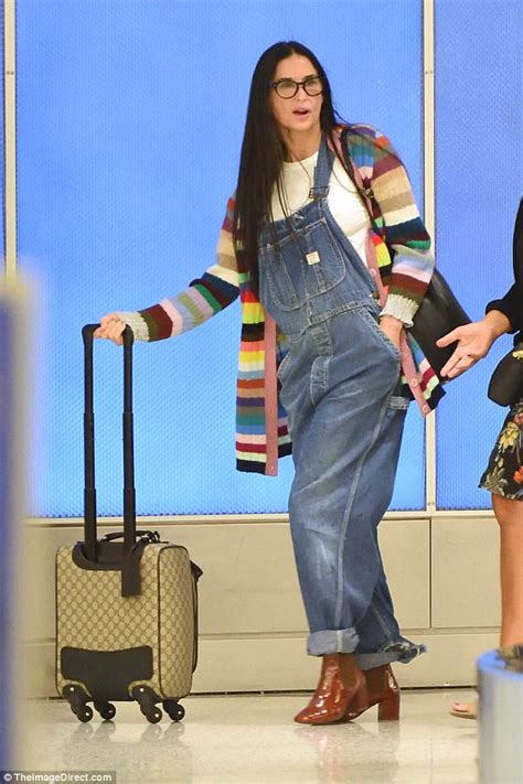 Demi Moore Looks Youthful In Denim Dungarees In Nyc Daily Mail Online