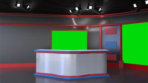 3d Virtual Tv Studio News Ilustración 3d Foto Premium