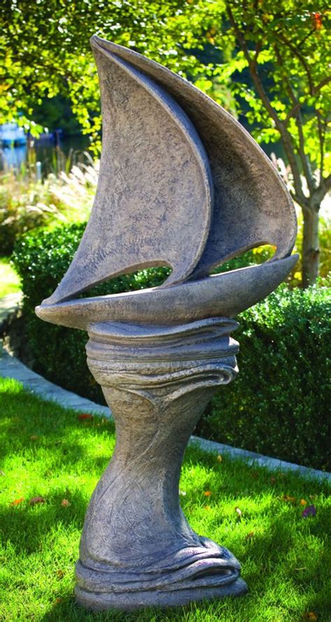 Sail Boat Sculpture On Pedestal Called Sailing Away Stone Garden