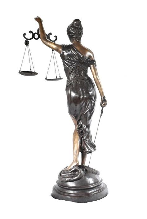 Xl French Bronze Statue Lady Justice Scales Figurine Snake Ebay