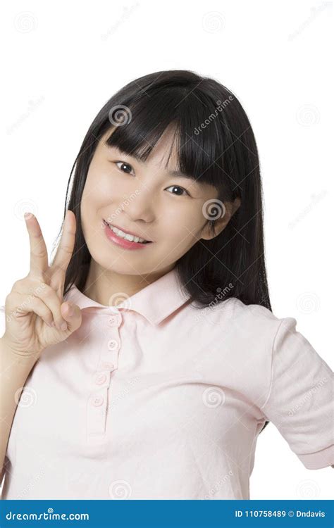 Portrait Of A Chinese American Woman Isolated On White Background Stock