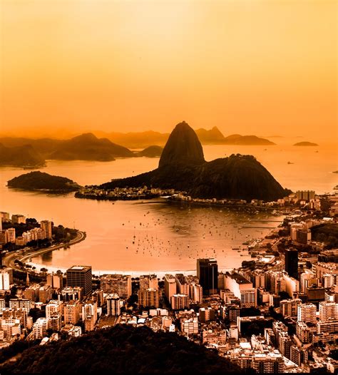 A View Of Suggar Loaf And Botafogo Beach Viewed From Corcovado Mountain